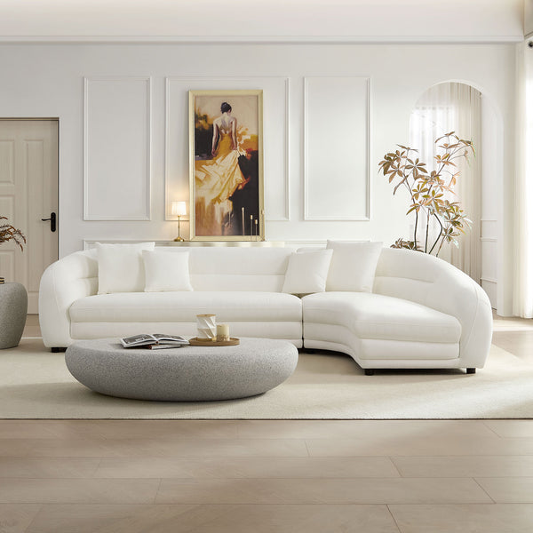 English Elm 125.2 Inch Modular L-shaped Sectional Sofa Polyester Upholstered Curved Living Room Couch W2582S00192