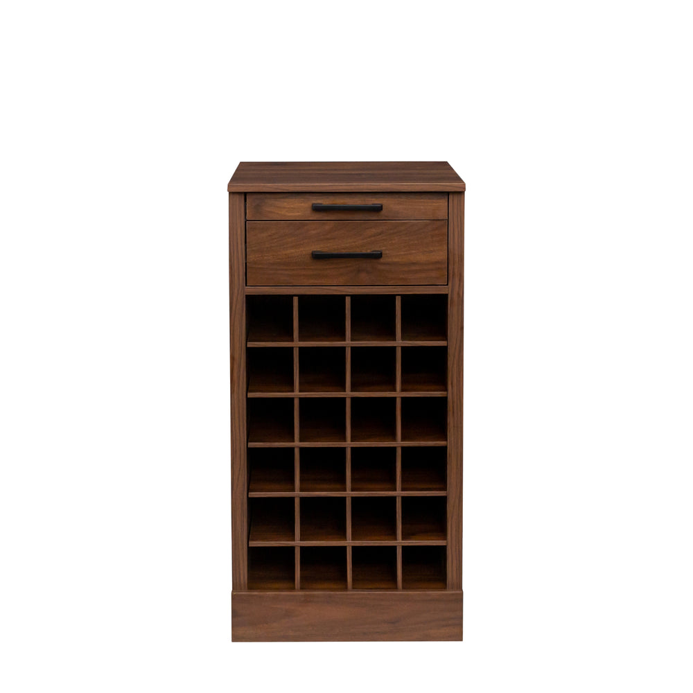 English Elm brown Modular 28-Bottle Wine Cabinet Buffet Cabinet - Dark Melamine Finish, 28-Slot Storage, Compact_x0015_ Walnut Brown W331P266135