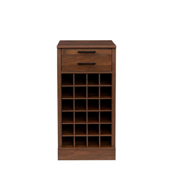 English Elm brown Modular 28-Bottle Wine Cabinet Buffet Cabinet - Dark Melamine Finish, 28-Slot Storage, Compact_x0015_ Walnut Brown W331P266135