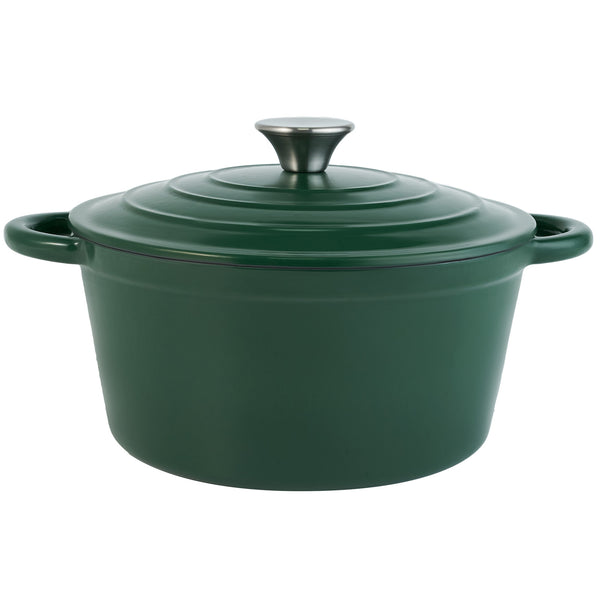 English Elm 4.5 Quart Dutch Oven Pot with Lid, Enameled Cast Iron, Nonstick Ceramic Surface for Even Cooking and Moisture-Retaining Baking up to 500°F Green T3950P396342