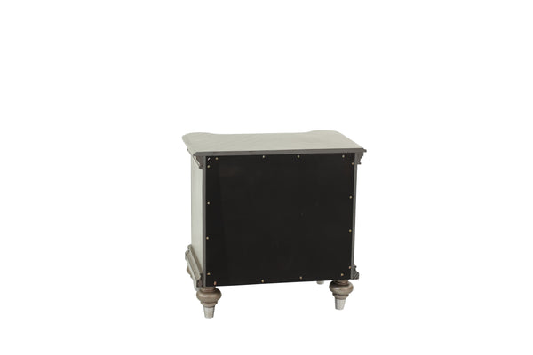 English Elm Luxury Glam Antique Silver-Champagne Nightstand with 2 Drawers, Modern Bedside Storage 28x18x28" B011P210121