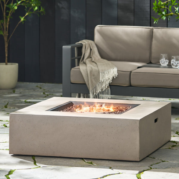 English Elm 50000 Btu Square Mgo Concrete Propane Fire Table for Outdoor Patio Entertaining 59241.00WHI-50K_59243.00WHI