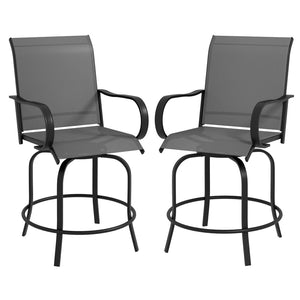 English Elm Outsunny Outdoor 360° Swivel Bar Stools, Set Of 2 With Armrests, Durable Steel Frame For Patios, Gray W2225P174470-GIGA