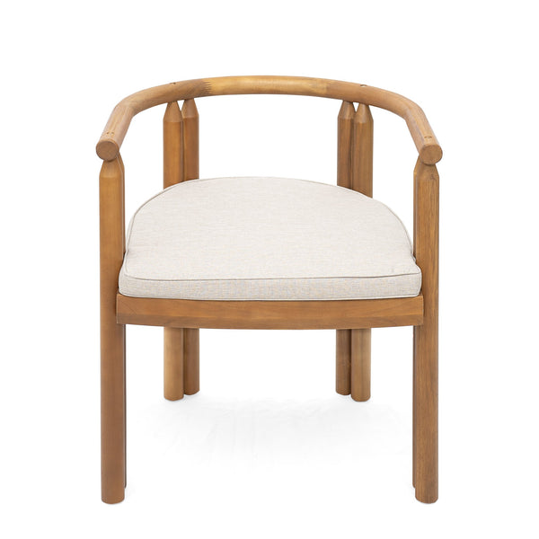 English Elm Christopher Knight Home® - Cove Acacia Wood Dining Chair Set Of 2 With Teak Finish And Beige Cushions For Indoor/Outdoor Use N775P329653T