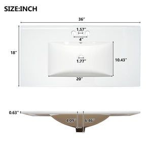 English Elm 36 36" Modern Shaker Bathroom Vanity with Ceramic Sink, Soft-Close Drawers & Doors, Durable Handles Grey N729P288872E