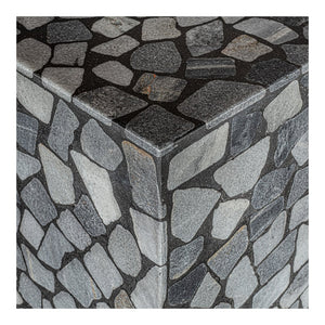 English Elm Kiri Outdoor Accent Table Handcrafted Concrete Marble Plinth for Patio or Terrace B2769P498426