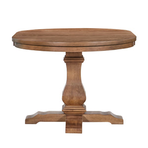 English Elm Christopher Knight Home® - Oval Rustic Walnut Extension Dining Table - Eco-Friendly Rubberwood, Elegant Pedestal Base & Leaf N771P355872T_N771P355873T