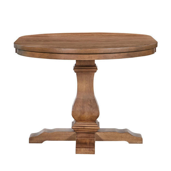 English Elm Christopher Knight Home® - Oval Rustic Walnut Extension Dining Table - Eco-Friendly Rubberwood, Elegant Pedestal Base & Leaf N771P355872T_N771P355873T