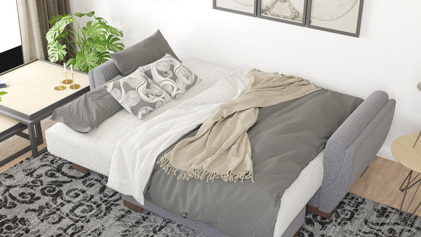 English Elm Primenest Skyhaven Convertible Chaise Lounge With Storage & Sleeper - Modern Gray Chenille Comfort B030P303523-GIGA