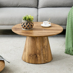 English Elm Natural Wood Grain Mdf Round Coffee Table for Small Living Rooms and Cozy Spaces W2920P375102