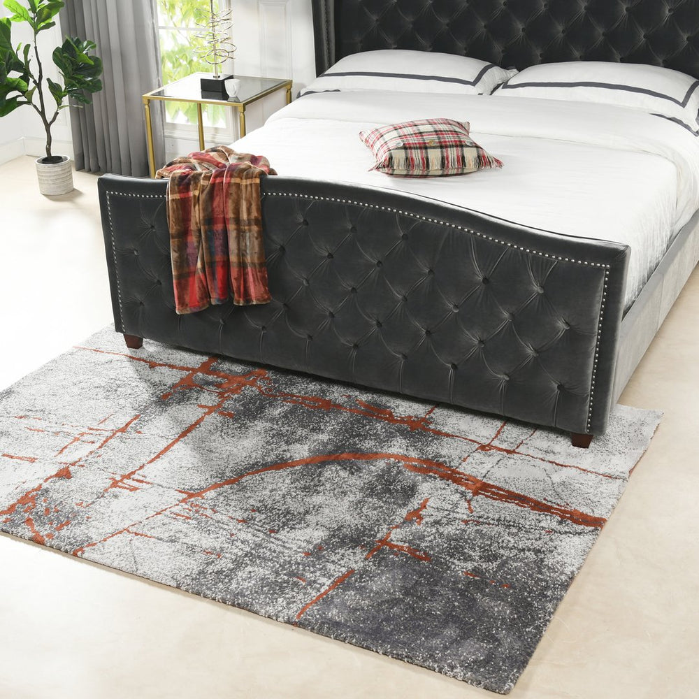 English Elm Jennifer Taylor Home - Quarry 5x6.5' Abstract Area Rug — Waterproof Polypropylene, Fade-Proof Medium Pile, Gray Cream Rust Elegance B2719P245965