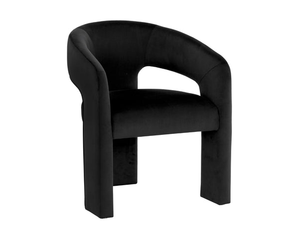 Sunpan ISIDORE Dining Armchair - Luxurious Abbington Black, Ergonomic Support & Modern Open-Back Design 112505