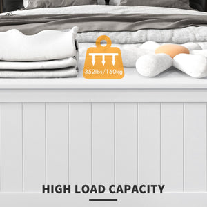 English Elm HOMCOM Spacious 39.4" Wooden Storage Chest with Safety Hinges, Sturdy Seat, Handles, 352 lb Cap. White W2225P173961