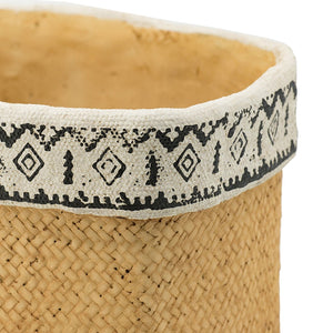 English Elm Set Of 2 Rectangular Basket Planters With Geometric Trim - Rustic Style For Indoor & Outdoor Decor W2078P322886-GIGA