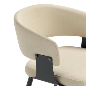 English Elm Luce Metal Textured Vegan Leather Dining Chair with Curved Back, Foam Seat, Commercial Grade Durability Sand B365P397711