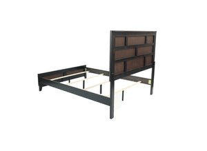 English Elm Grey Queen Size Panel Bed with Rustic Box Pattern Headboard, Transitional Rubberwood Frame, Elegant Bedroom centerpiece Antique Gray,Gray 64 L x 34 W x 6 H B011S01532