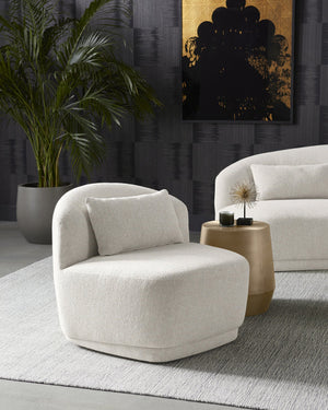 Sunpan Soraya Swivel Armless Chair - Stylish Curved Design for Modern Living Spaces and Comfort Upgrade Dove Cream