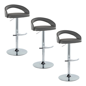 English Elm Adjustable Swivel Barstools in Faux Leather with Chrome Base for Kitchen Islands Set of 3 B202S02047