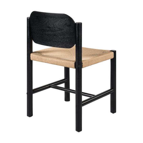 English Elm Wooden Beechwood Dining Chairs Handwoven Paper Rope Seats Bohemian Style Set of 2 N772P326290B