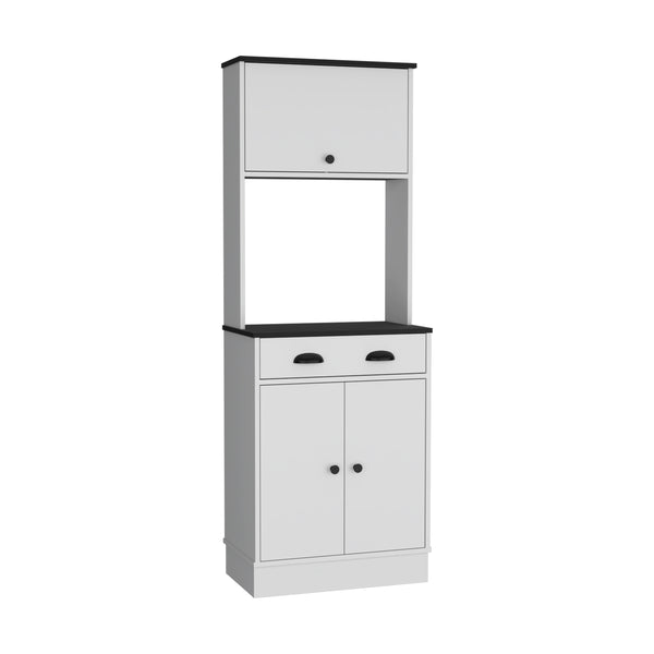 English Elm Apex Compact Kitchen Pantry 66.3" H with Drawer, 3 Shelves & Cabinets for Organized Storage White+Black 37.7 L x 20 W x 8.26 H B097P199737