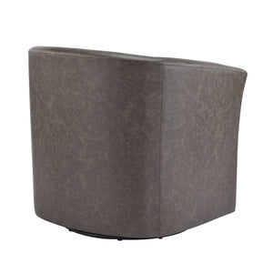 English Elm Christopher Knight Home® - Wilmore Faux Leather Swivel Barrel Chair with 360° Rotation, Tub Design, Gold-Accent Finish, No Assembly Required Dark Brown 32 L x 30.75 W x 29 H N776P246091D