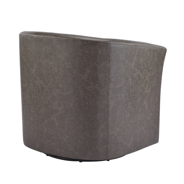 English Elm Christopher Knight Home® - Wilmore Faux Leather Swivel Barrel Chair with 360° Rotation, Tub Design, Gold-Accent Finish, No Assembly Required Dark Brown 32 L x 30.75 W x 29 H N776P246091D