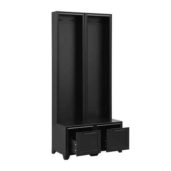 English Elm On-Trend Elegant 3-In-1 Hall Tree Set Of 2 - Stylish Entryway Coat Rack With Bench & Storage Drawers N721P249242B