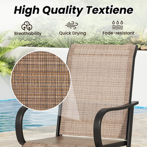 English Elm Patio Swivel Barstools Set of 2 Textilene Mesh Powder Coated Frame All Weather Seating Brown T3623P437331