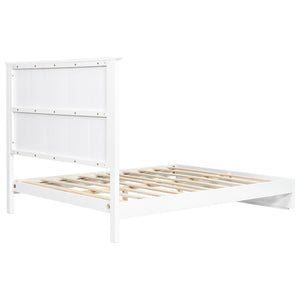 English Elm Stylish Queen Bed Frame Vertical Slat Headboard Solid Wood Contemporary Bedroom White N770PQ369236K