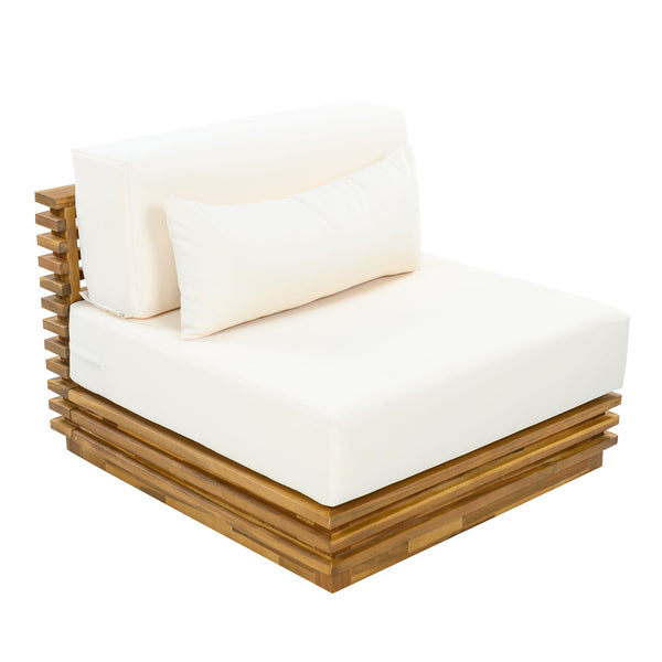 English Elm Oversized Acacia Wood Patio Club Chair and Table Set for Garden or Poolside N768P392778N