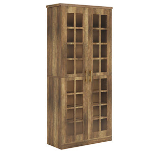English Elm Tall Pantry Cabinet with Acrylic Doors Adjustable Shelves Modern Rustic Kitchen Storage T3971P452398