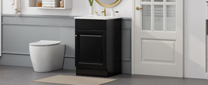 English Elm Christopher Knight Home® - 20" Bathroom Vanity with Ceramic Sink and Soft-Close Door, Gold Knob, Adjustable Shelf Storage Black N759P237946B