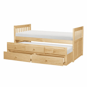 English Elm Twin/twin Trundle Captain Bed Solid Pine with Storage Drawers for Youth Bedrooms B011S02454