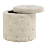 OSP Home Furnishings Erindale Round Storage Ottoman Linen