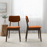 English Elm Ashcroft Furniture - Carlos Burnt Orange Velvet Solid Back Side Chair (Set Of 2)