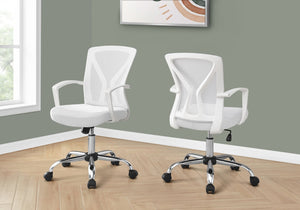 English Elm Office Chair - Ergonomic Adjustable Height Mid-Back Design With White Mesh & Chrome Base For Comfort B2710P219780