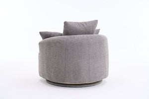 English Elm 360° Swivel Chair upholstered barrel accent chair with plush high-resilience foam and pillows for comfort Gray W2231P261425