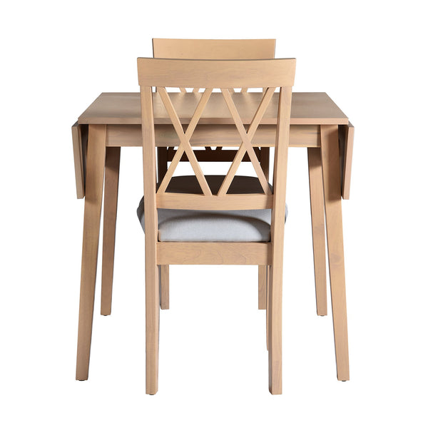 English Elm Foldable Extendable Dining Table Set with Drop Leaves and 4 Upholstered Chairs for Small Spaces Natural N752S010617A