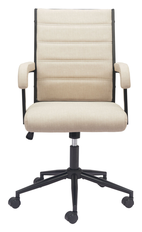 Zuo Modern Auction Office Chair - Modern Elegance For Your Home Office With Premium Vinyl & Steel Design Beige 100% Polyurethane,Plywood,Steel 110446-zuo-modern