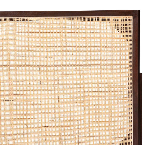 English Elm Modern Bayur Wood Queen Headboard with Woven Rattan Panel Boho Bedroom Accent Brown B2750P467683