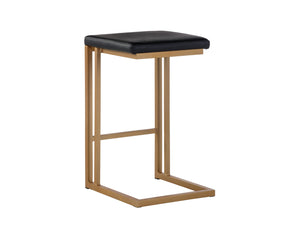 Sunpan Boone Modern Industrial Backless Stool Set of 2 - Durable Cantilever Design for Home or Bar Use Champagne Gold / Onyx