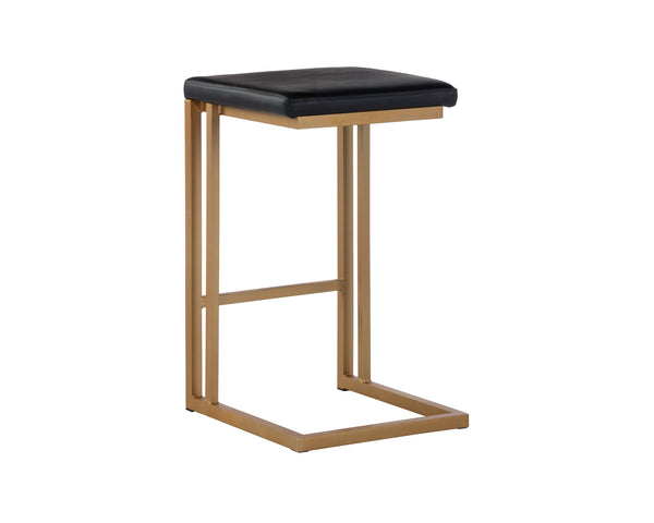 Sunpan Boone Modern Industrial Backless Stool Set of 2 - Durable Cantilever Design for Home or Bar Use Champagne Gold / Onyx