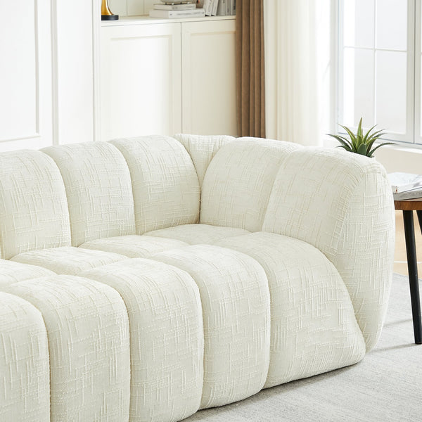 English Elm Chenille Cloud Sofa with Quilted Seat and Piano Key Backrest for Modern Living Rooms Beige W834S00635