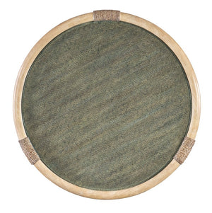Hooker Furniture Retreat Raffia End Table With Tempered Glass Inset, Rope Detail, Maple Veneer For Coastal Charm Greens 6950-80116-35