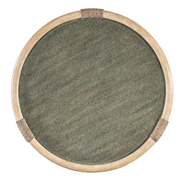 Hooker Furniture Retreat Raffia End Table With Tempered Glass Inset, Rope Detail, Maple Veneer For Coastal Charm Greens 6950-80116-35