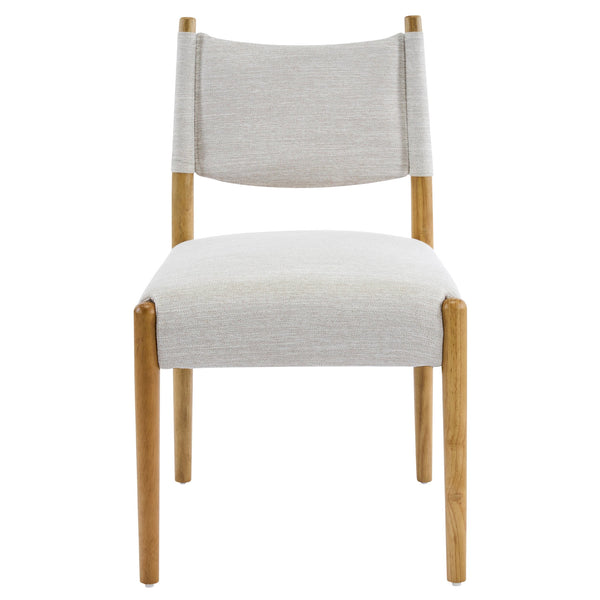 English Elm Mid-century Modern Linen Blend Dining Chairs Rubberwood Legs Sculptural Backrest Set of 2 Beige+Natural N768P442401N