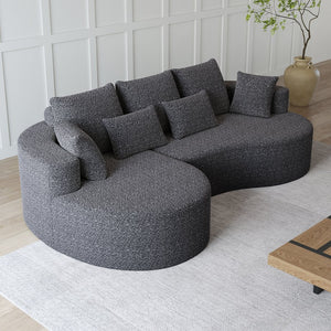 English Elm Modern Chenille Cloud Sectional with Deep Curved Seating and 7 Pillows for Living Room W834S00486