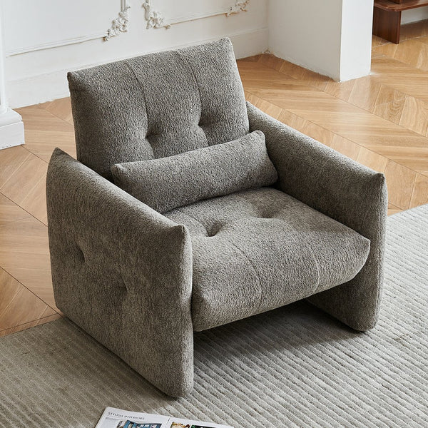 English Elm Ergonomic Tufted Velvet Accent Chair Solid Wood Frame with Lumbar Support Compact Seating Gray W1765P366981