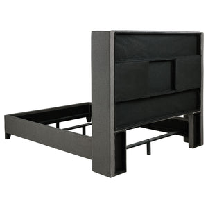 English Elm Lendra Grey Upholstered Eastern King Wingback Bed - Sophisticated Design For Modern & Classic Rooms B062S00706