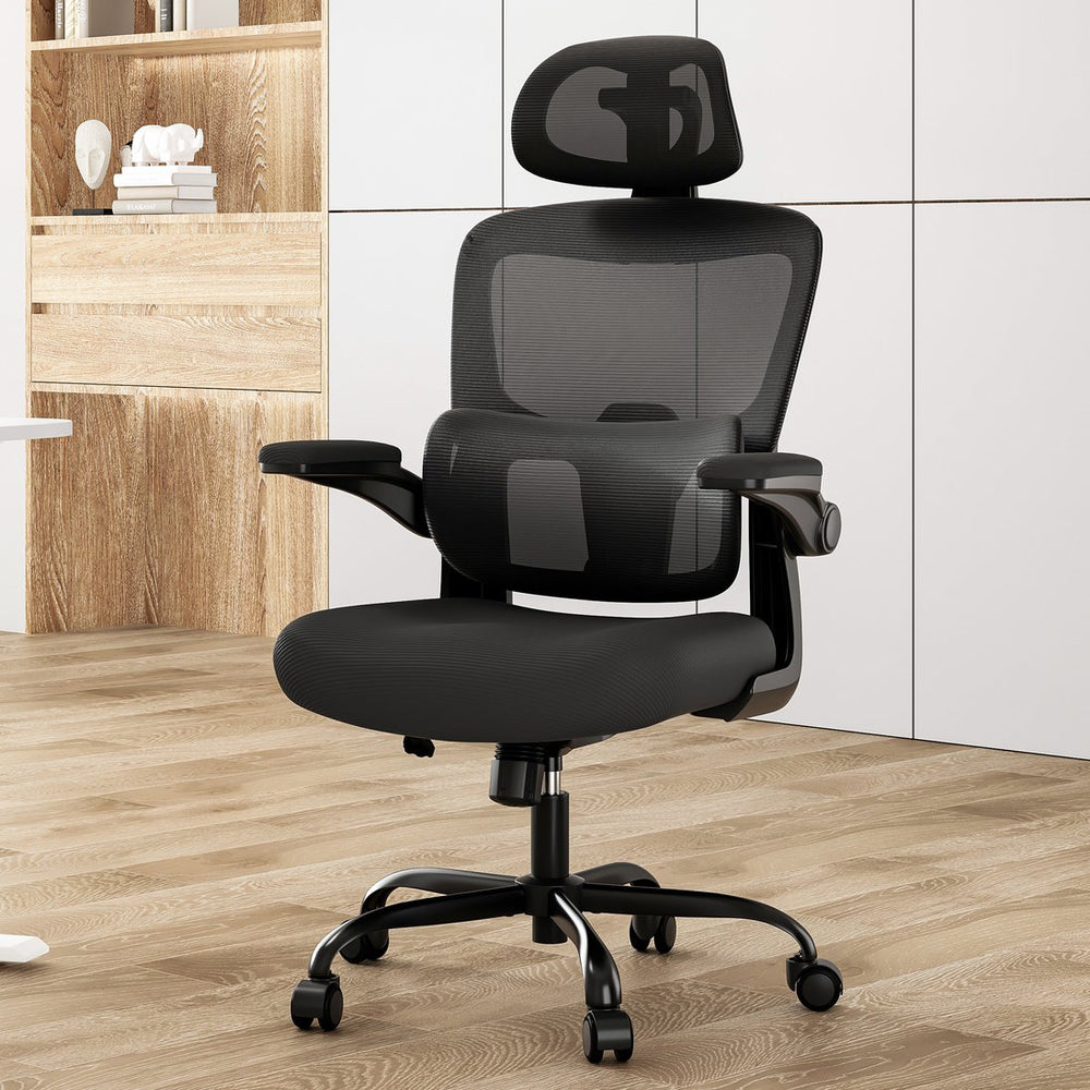 English Elm Ergonomic Office Chair - Adjustable High Back Desk Chair With Flip-Up Armrests For Ultimate Comfort T3623P380901